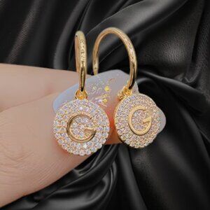 Gold Crystal Drop Earrings – Chic Dainty Halo Hoops